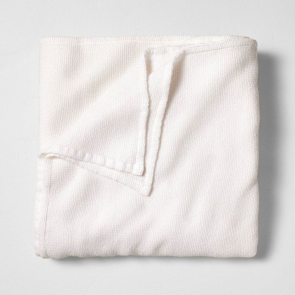 Full/Queen Lyocell Cotton Micro Waffle Bed Blanket - White